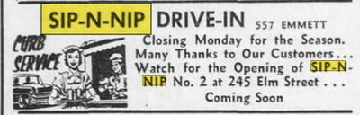 Sip-N-Nip - Nov 1956 Ad